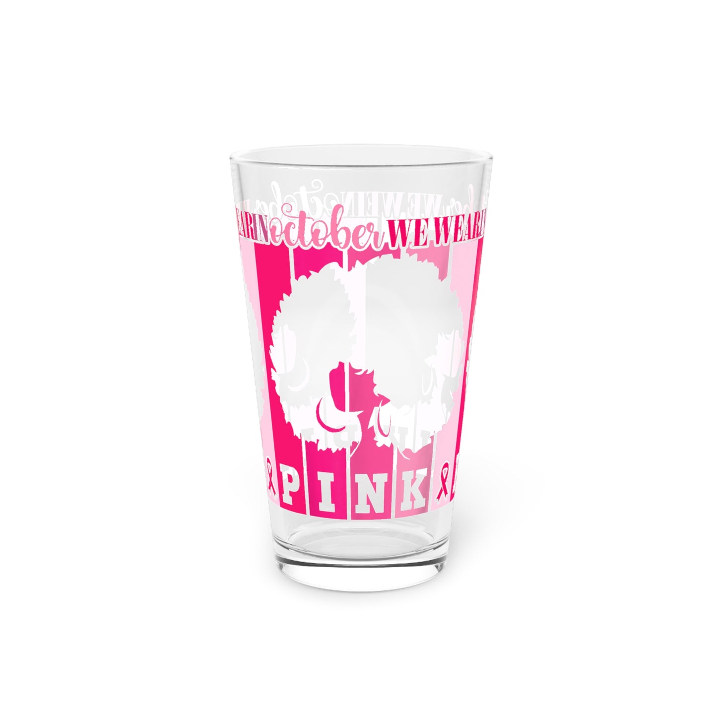 Cancer survivor souvenirs glass "we wear pink in October"