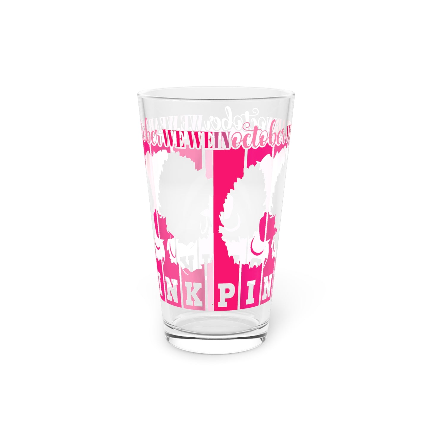 Cancer survivor souvenirs glass "we wear pink in October"