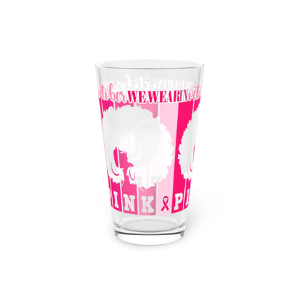 Cancer survivor souvenirs glass "we wear pink in October"
