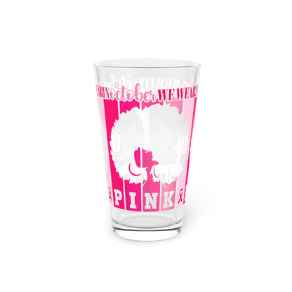 Cancer survivor souvenirs glass "we wear pink in October"